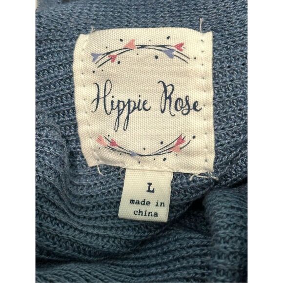 Hippie Rose Women's Long Sleeves Knit Sweater Criss Cross Back Blue Size‎ Large - Picture 9 of 10